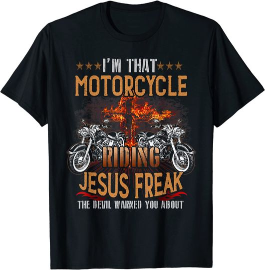 Discover Christian Biker I'm That Motorcycle Riding Jesus T Shirt