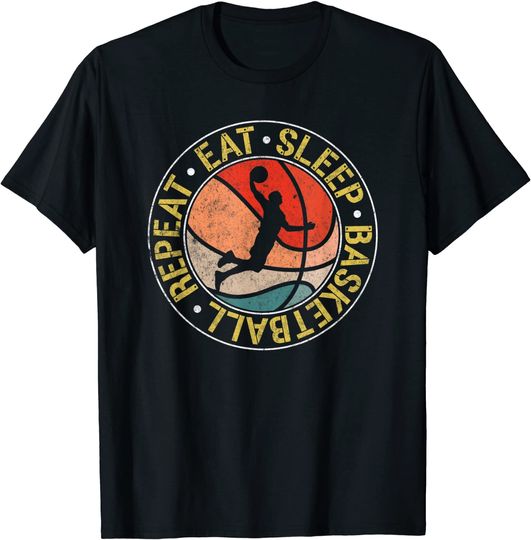 Discover Vintage Eat Sleep Basketball Repeat Retro T Shirt