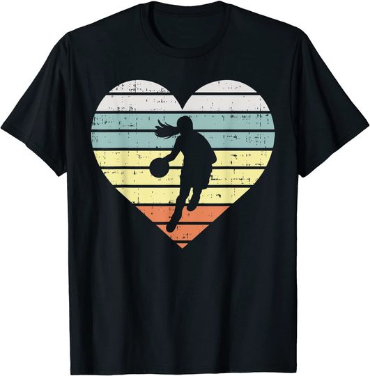 Discover Heart Basketball Girl Retro Ball Sports Player T Shirt