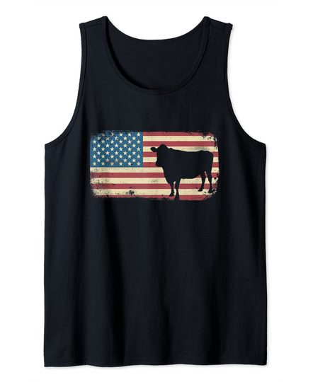 Discover Cow American Flag Tank Top