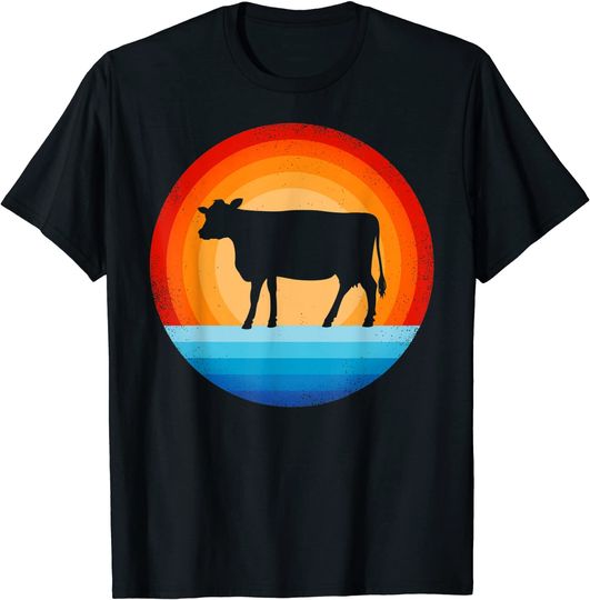 Discover Cow Vintage 60s 70s Sunset Farm Animal T-Shirt