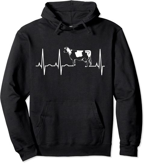 Discover Cow Heartbeat Pullover Hoodie
