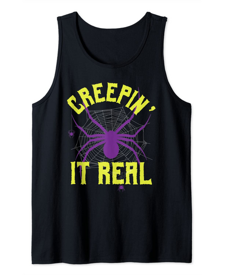 Discover Halloween Creepy Spider Web Creepin' It Real Tank Top