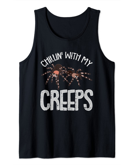Discover Chillin With My Creeps Lazy Halloween Funny Witch Tank Top