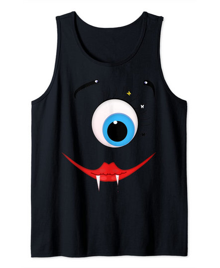 Discover Funny Scary One-Eyed Bloodsucking Monster Face Halloween Tank Top