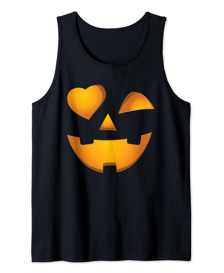 Discover Pumpkin Love Halloween Jack O Lantern Winking Face Tank Top