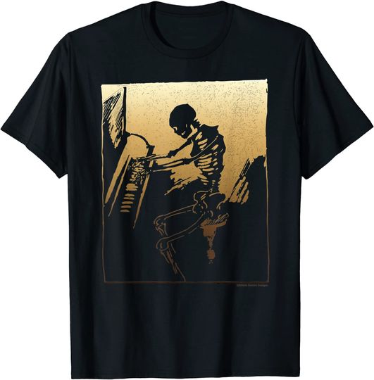 Discover Vintage And Creepy Piano Playing Skeleton T Shirt