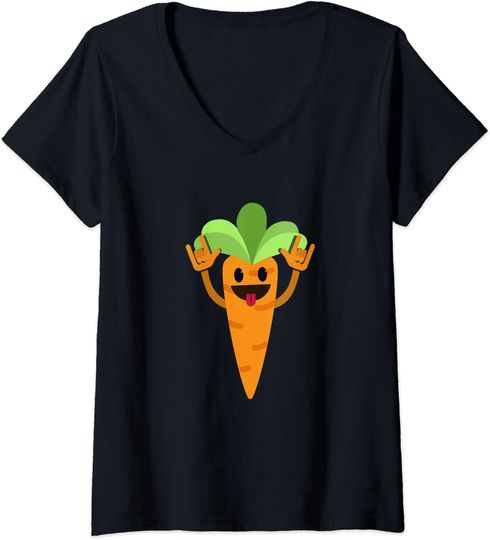 Discover Dancing Carrot Root Vegetable V-Neck T-Shirt