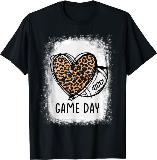 Discover Game Day With Leopard Heart Football T Shirt