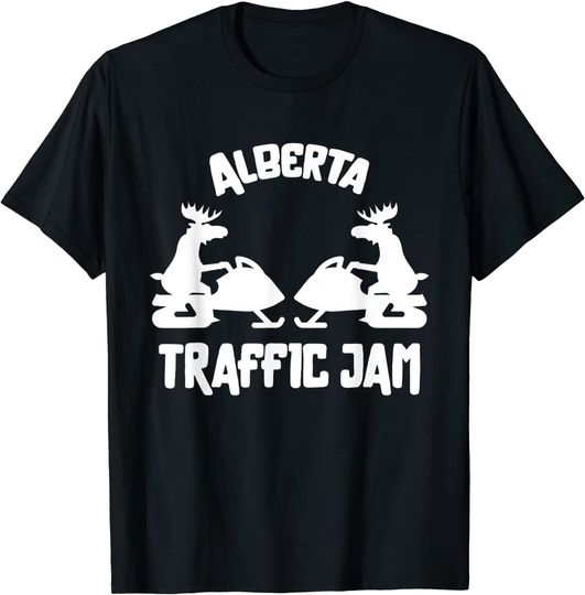 Discover Alberta Moose Snowmobile Traffic Jam T Shirt