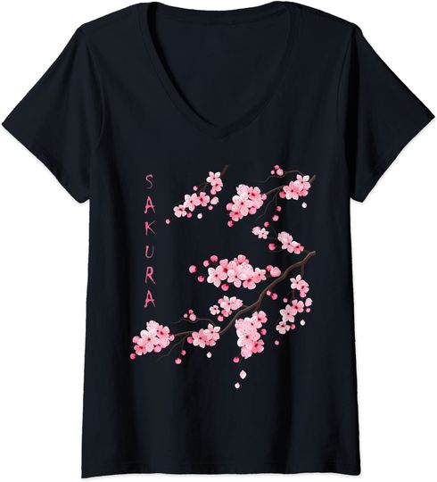 Discover Vintage Sakura Cherry Blossom Japanese Graphical Art T Shirt