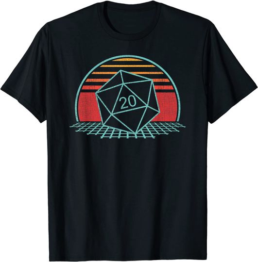 Discover D20 Dice Retro 80s Style Tabletop Aesthetic Game Master T Shirt