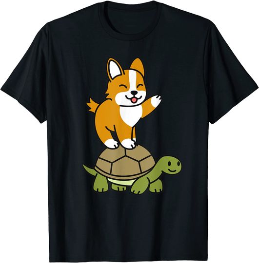 Discover Riding Tortoise Corgi Dog T-Shirt