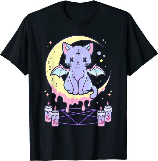 Discover Kawaii Pastel Goth Creepy Black Cat T Shirt