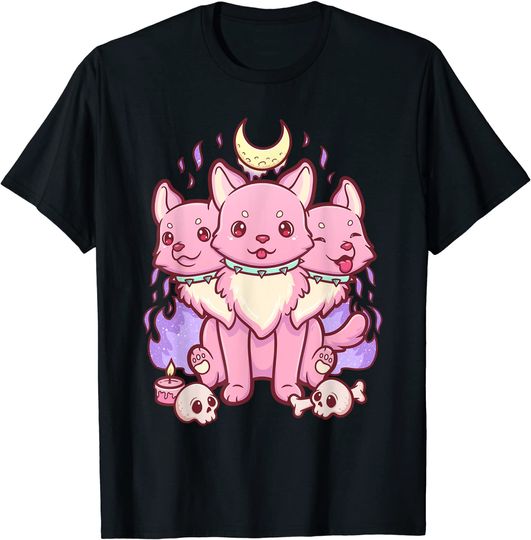 Discover Kawaii Pastel Goth Cute Creepy 3 Headed Dog T Shirt