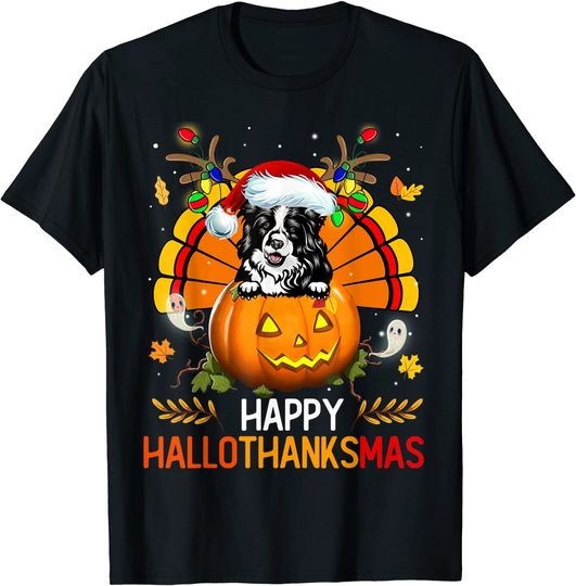 Discover Border Collie Happy Hallothanksmas Halloween Thanksgiving T-Shirt