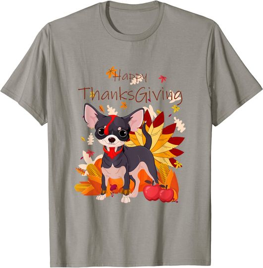 Discover Happy Thanksgiving Cute Turkey Chihuahua T-Shirt