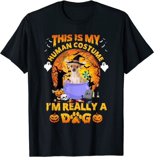Discover Funny Chihuahua Witch Halloween Costume Pumpkin T-Shirt