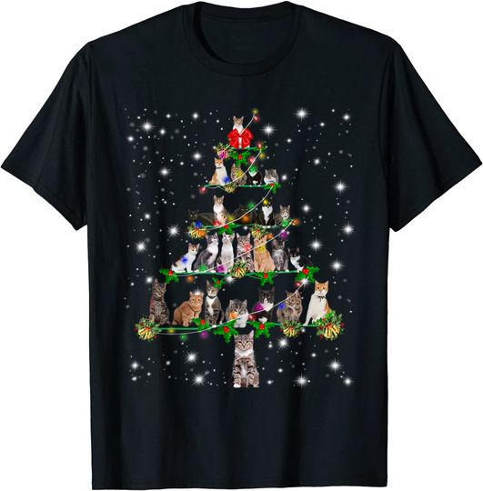 Discover Funny Cats Christmas Tree T-Shirt