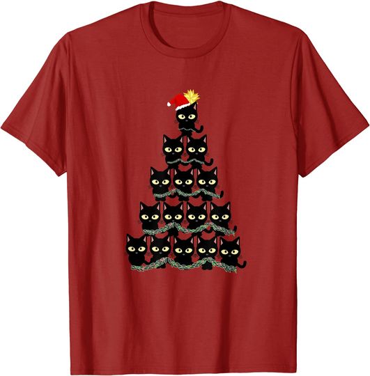 Discover Black Cat Christmas Tree T-Shirt