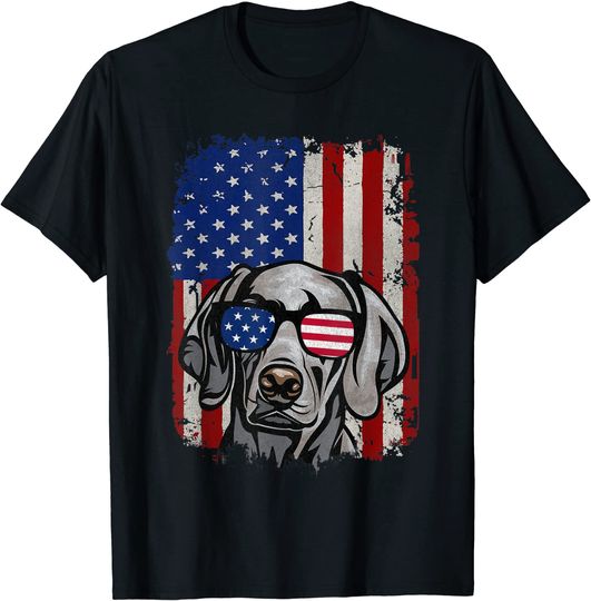 Discover American Flag Weimaraner T Shirt
