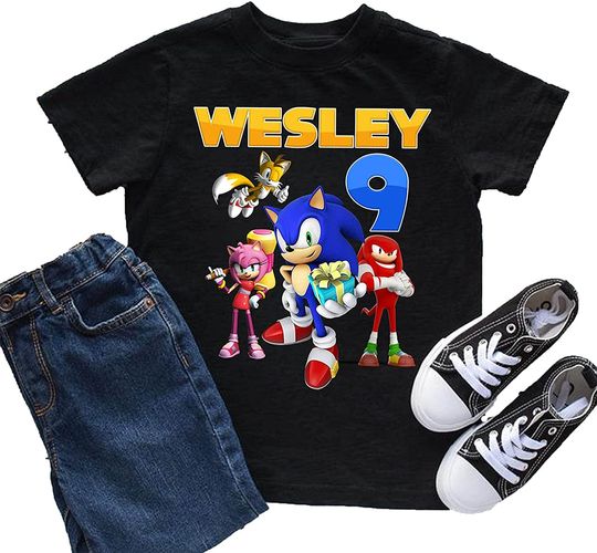 Discover Personalized Sonic The Hedgehog Birthday T Shirt