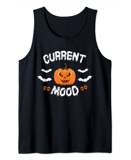 Discover Current Mood Halloween Shirt, Pumpkin Shirt, Pumpkin Face Tank Top