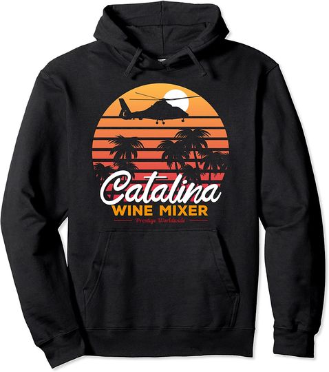Discover Retro Beach Palm Tree Catalina Mixer Wine Pullover Hoodie