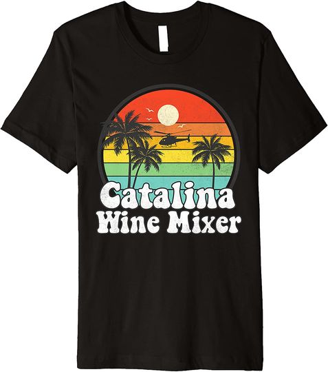 Discover Retro Beach Palm Tree Catalina Mixer Wine Prestige Worldwide T-Shirt