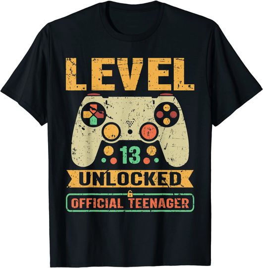 Discover Level 13 Unlocked  Teenager 13th Birthday Video Game T-Shirt