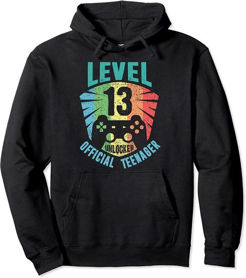 Discover  Teenager 13th Birthday Level 13 Unlocked boys Pullover Hoodie