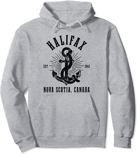 Discover Halifax Est. 1842 Nova Scotia Canada Anchor Vintage Nautical Pullover Hoodie