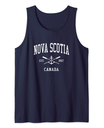 Discover Nova Scotia Vintage Crossed Oars & Boat Anchor Sports Tank Top
