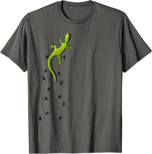 Discover Cute Lizard Reptile With Tracks Climbing Gecko T-Shirt