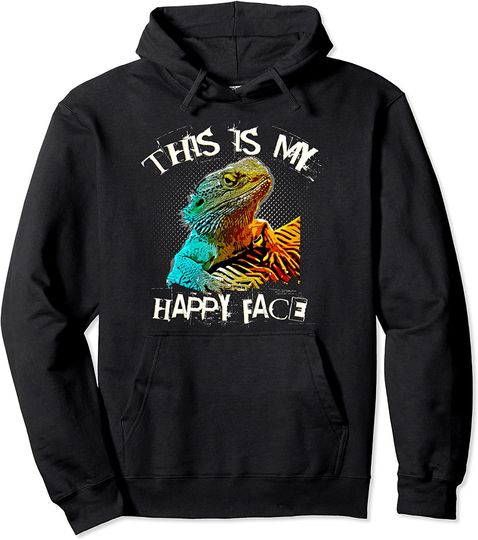 Discover This is my Happy Face Funny Pet Bearded Dragon Pullover Hoodie