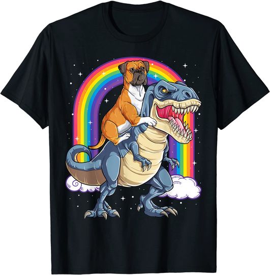 Discover Boxer Riding Dinosaur T rex T Shirt