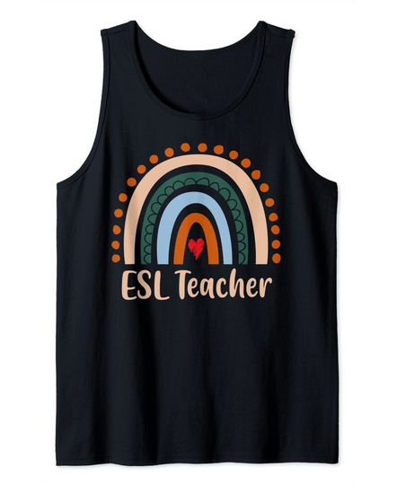 Discover ESL Teacher Boho Rainbow Back To School Appreciation Tank Top