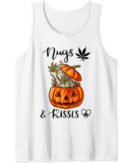 Discover Nugs And Kisses Marijuana Cannabis Leaves Pumpkin Weed Tank Top