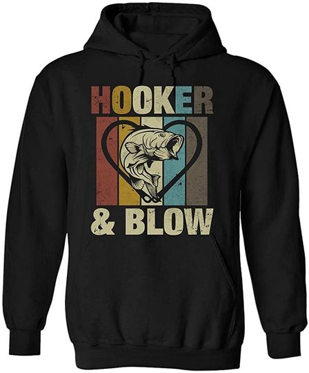 Discover Hooker and Blow Fishing Fathers Day Hoodie Black