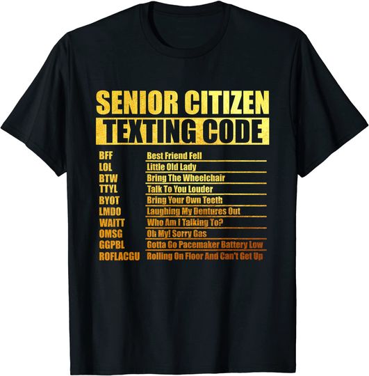 Discover Senior Citizen Texting Code Grandpa T-Shirt