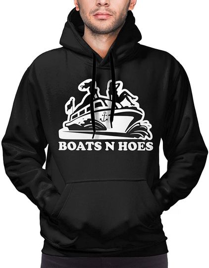 Discover Boats N Hoes Casual Men Drawstring Hooded Short Sleeve Athletic Hoodie Sport Sweatshirt