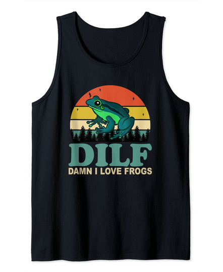 Discover DILF-Damn I Love Frogs Funny Saying Frog-Amphibian Lovers Tank Top