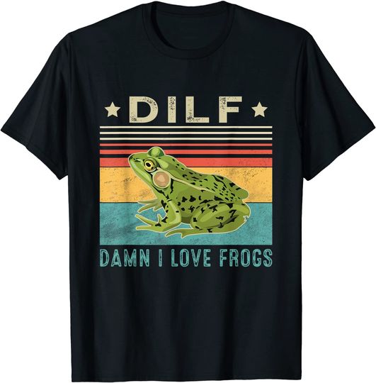 Discover Retro 90s I Love Dilfs Shirt Funny Man I Love Frogs T-Shirt