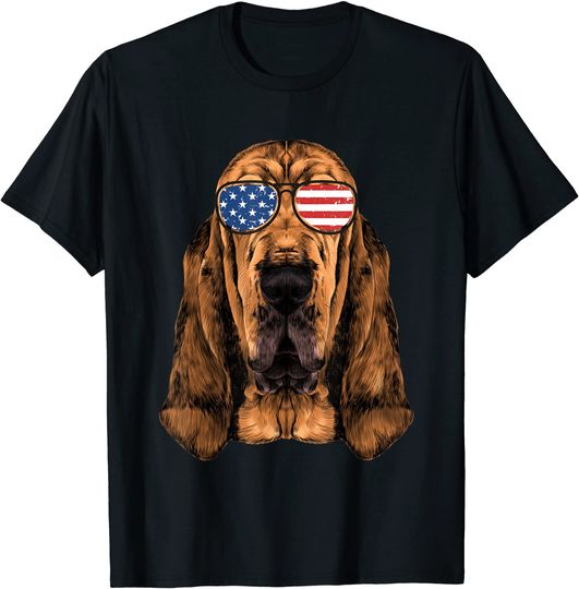 Discover Bloodhound American Flag Dog T-Shirt