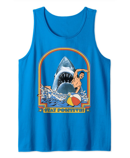 Discover This Is Me Funny Stay Positive Shark Attack Retro Comedy Tank Top
