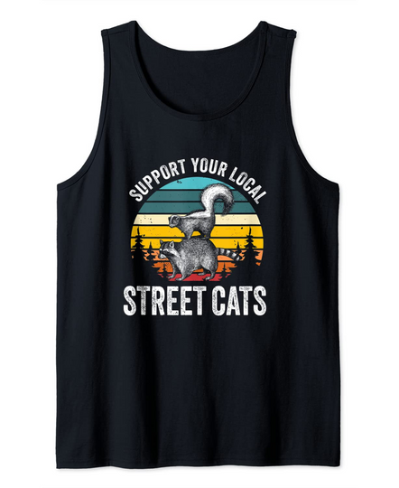 Discover Support Local Street Cats Raccoon Sunset Tank Top