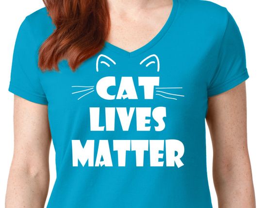 Discover Cat Lives Matter V Neck T Shirt