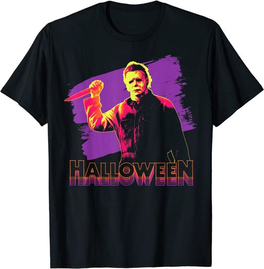 Discover Halloween Michael Myers Neon Portrait T-Shirt