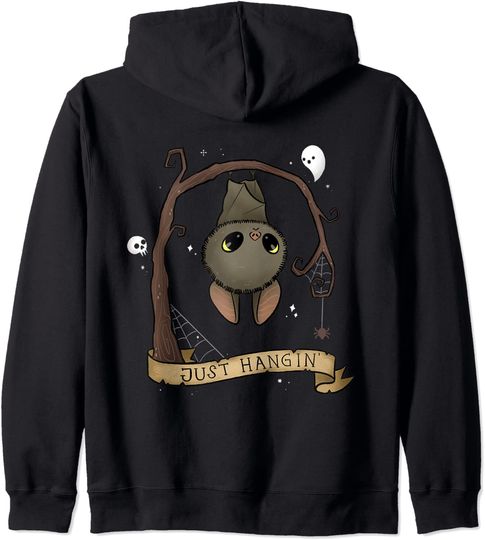 Discover Just Hangin Hanging Bat Spooky Cute Goth Halloween Animal Pullover Hoodie