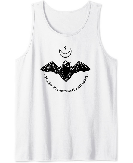 Discover Protect Our Nocturnal Polalinators Bat with Moon Halloween Tank Top